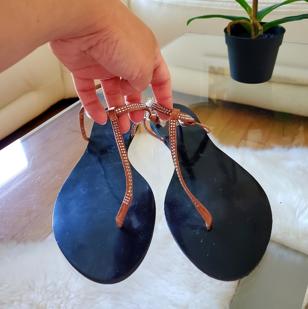 Express Strappy Sparkly Sandals Flats
